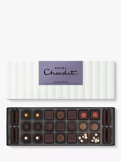 Box of 29 Dark Chocolates with Pralines, Caramels, and Truffles 305g