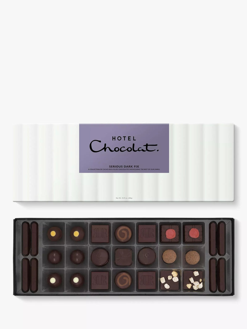 Hotel Chocolat Serious Dark Fix box of dark chocolates 305g, UK version