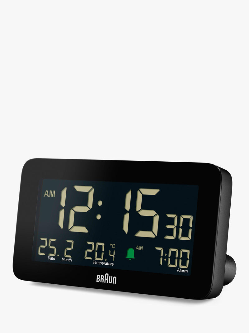 Braun digital alarm clock with LCD display and backlight, black - British product