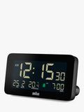 Braun digital alarm clock with LCD display and backlight, black - British product