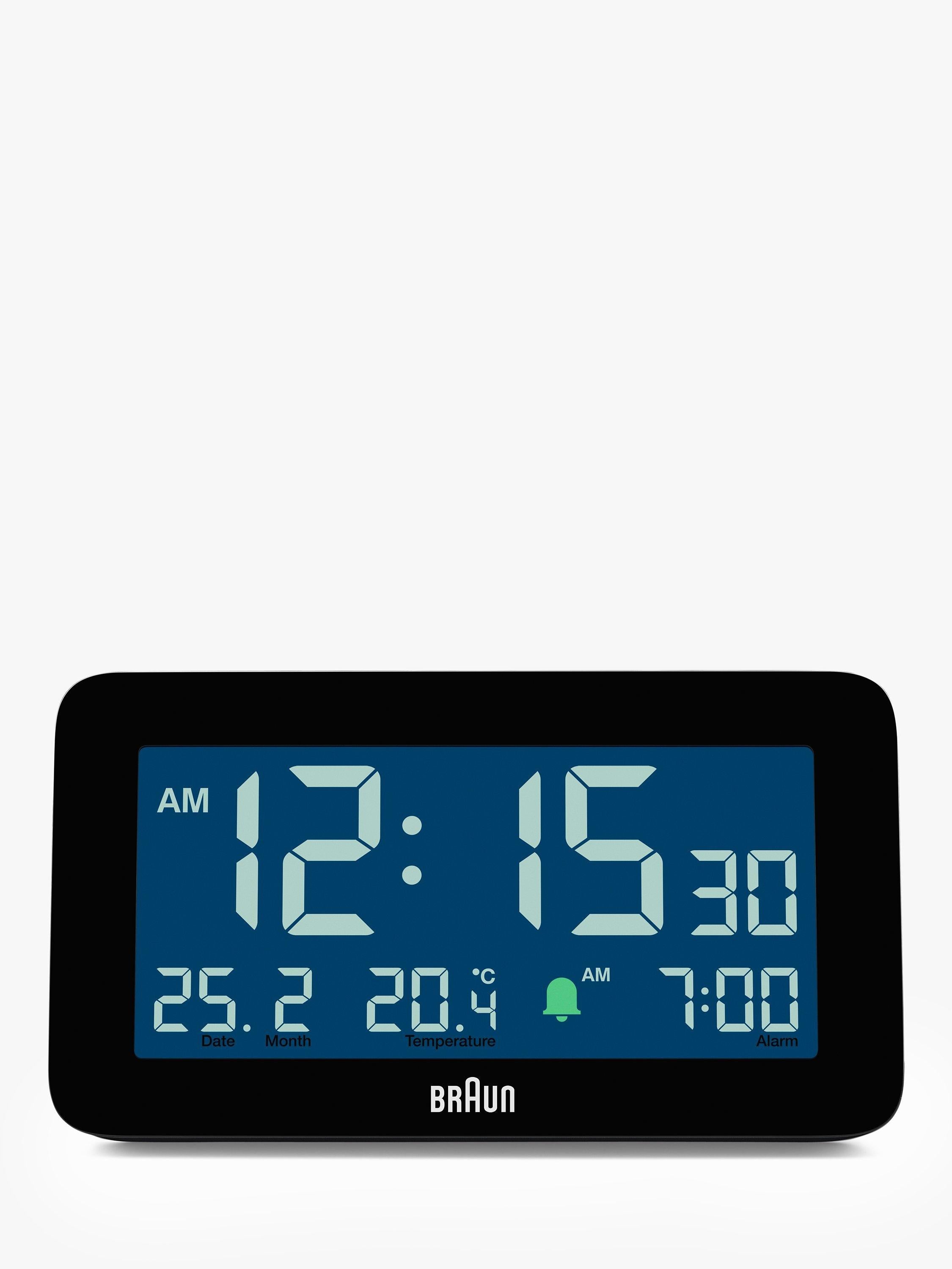 Braun digital alarm clock with LCD display and backlight, black - British product