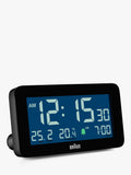 Braun digital alarm clock with LCD display and backlight, black - British product