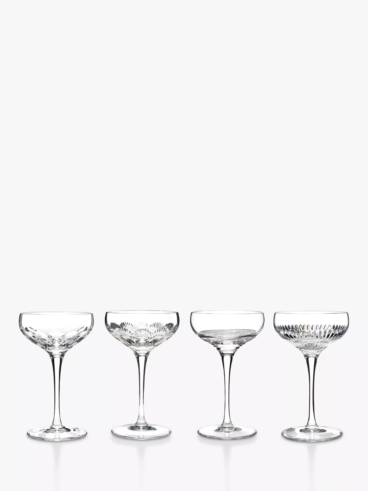 Waterford crystal cut glass small coupe glasses, set of 4, 120ml (British brand)