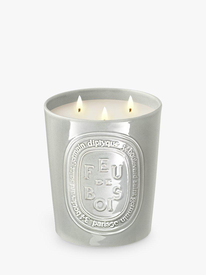 Wood Fire Scented Candle in Grey Porcelain Jar 600g