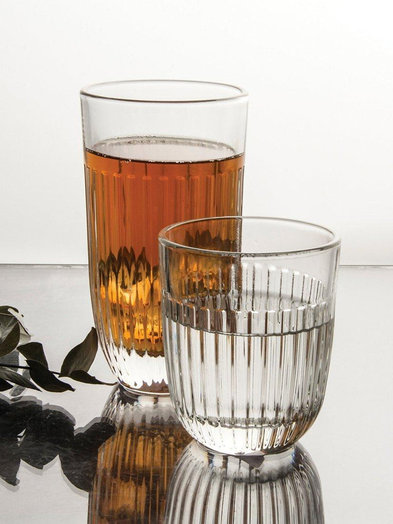 La Rochère clear glass tumblers with embossed lines, set of six, 290ml capacity, UK version