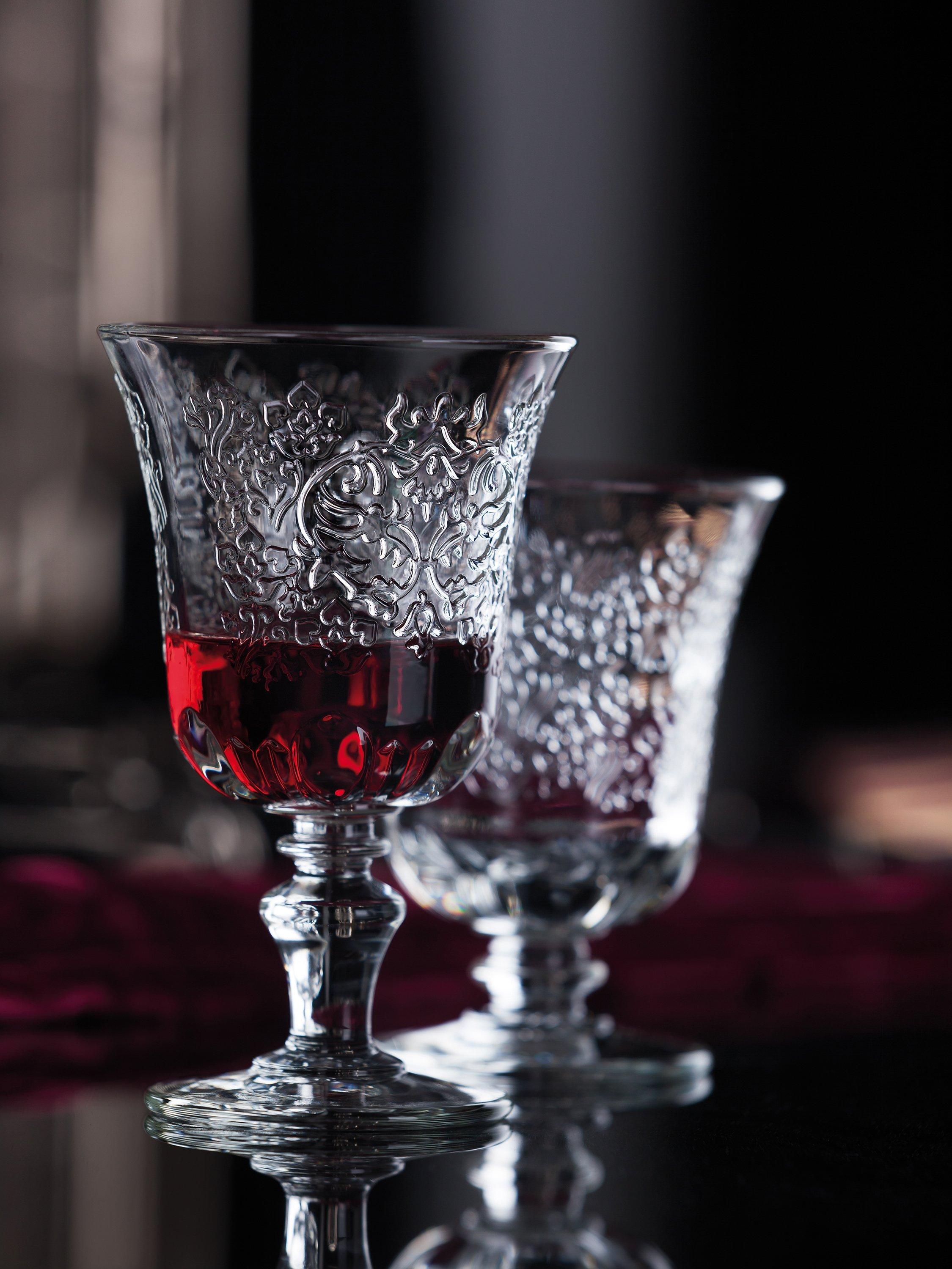 Set of six La Rochère Amboise 290ml clear glass wine goblets, UK version