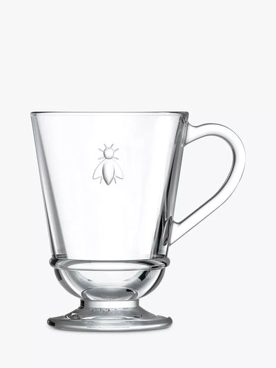 La Rochère Abeille Bee Glass Coffee Mug Set of 6, 280ml, Clear