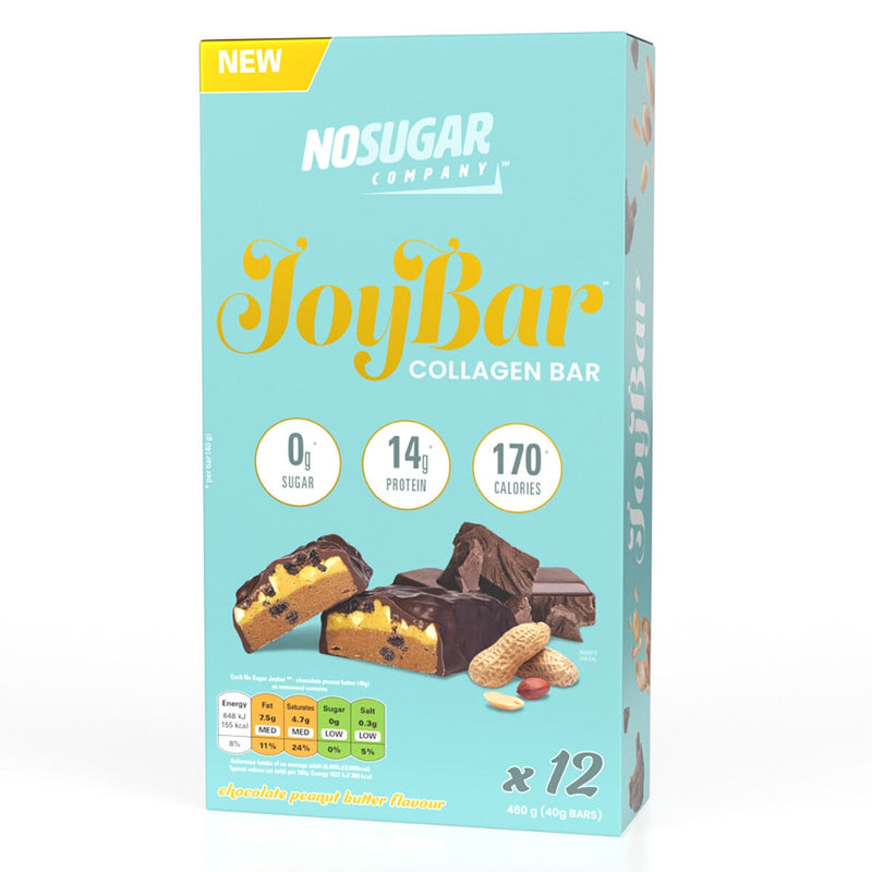 No Sugar Company Joy Bar chocolate peanut butter bar 12x40g, imported from the UK