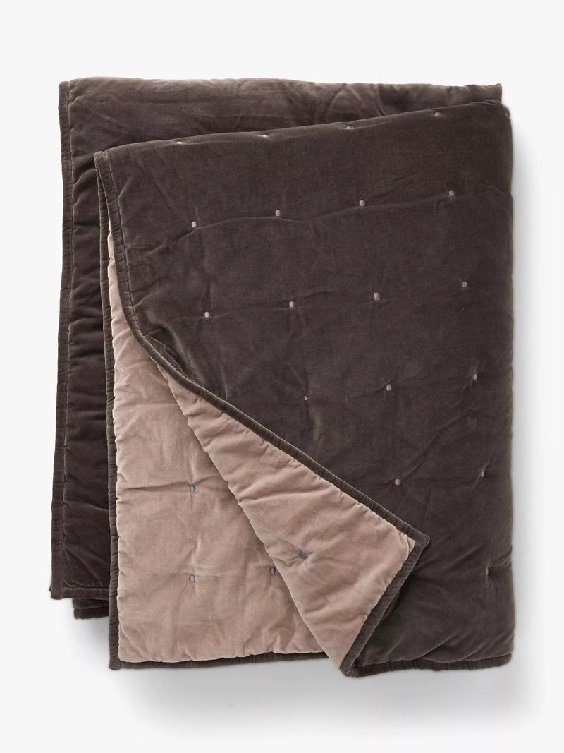 Reversible velvet quilted bedspread (British brand)