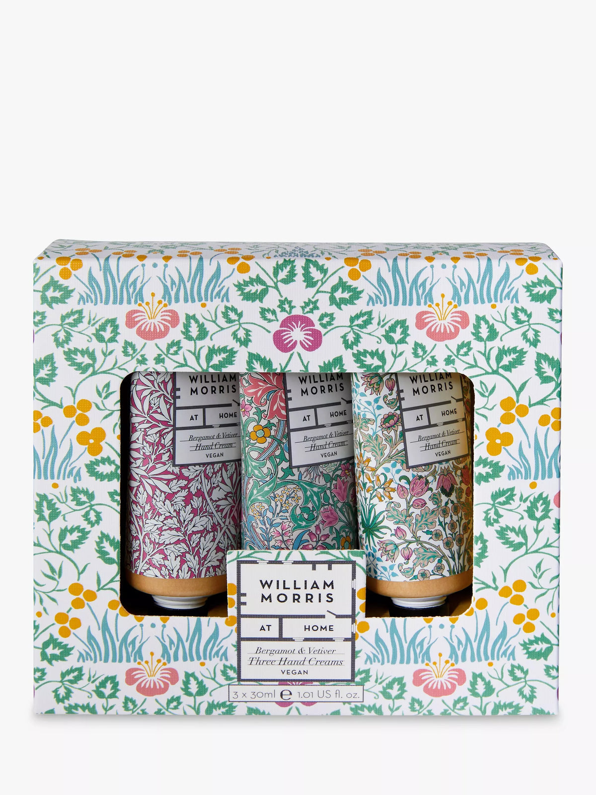William Morris Bergamot and Vetiver hand cream gift set with three Kraft paper tubes (British brand)