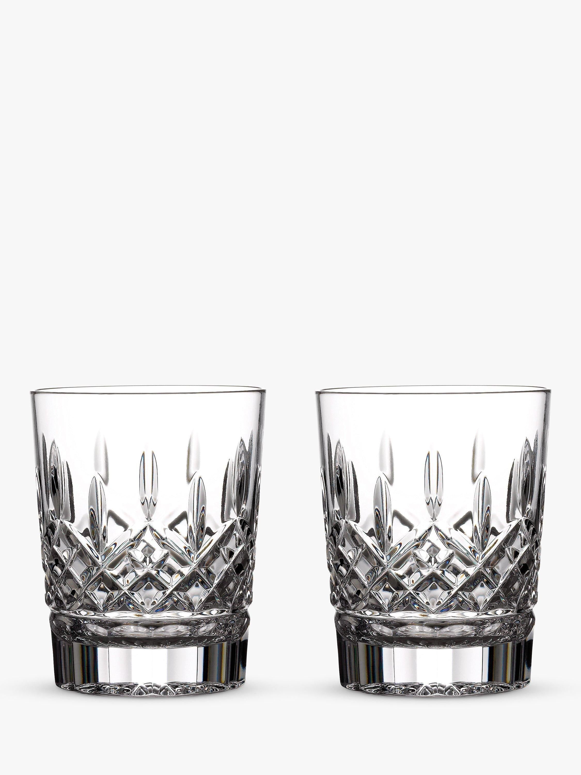 Set of 2 Cut Glass Double Old Fashioned Tumblers 354ml Clear