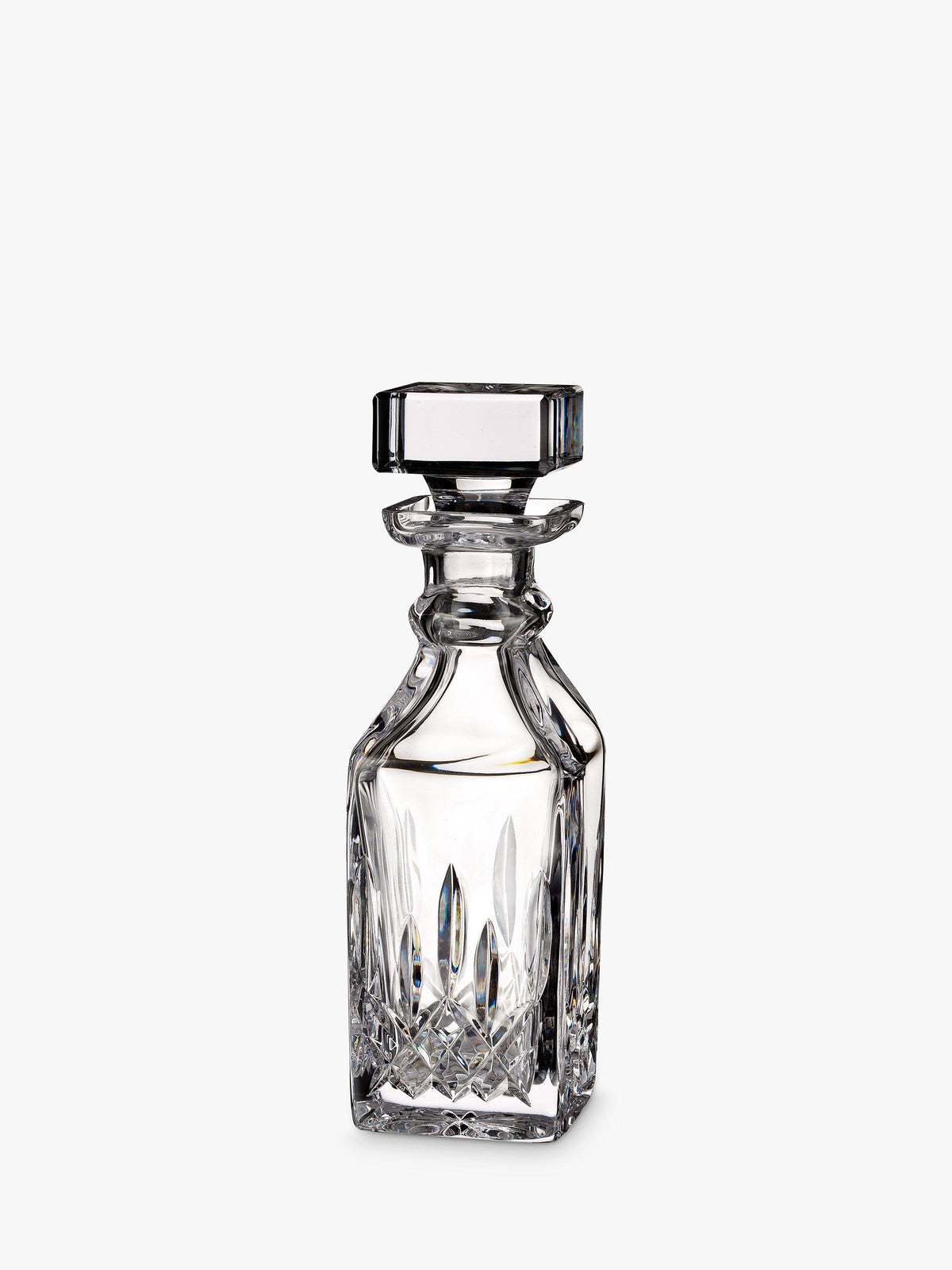 Small Square Crystal Glass Decanter with Cut-Glass Pattern, 458ml Capacity, Clear