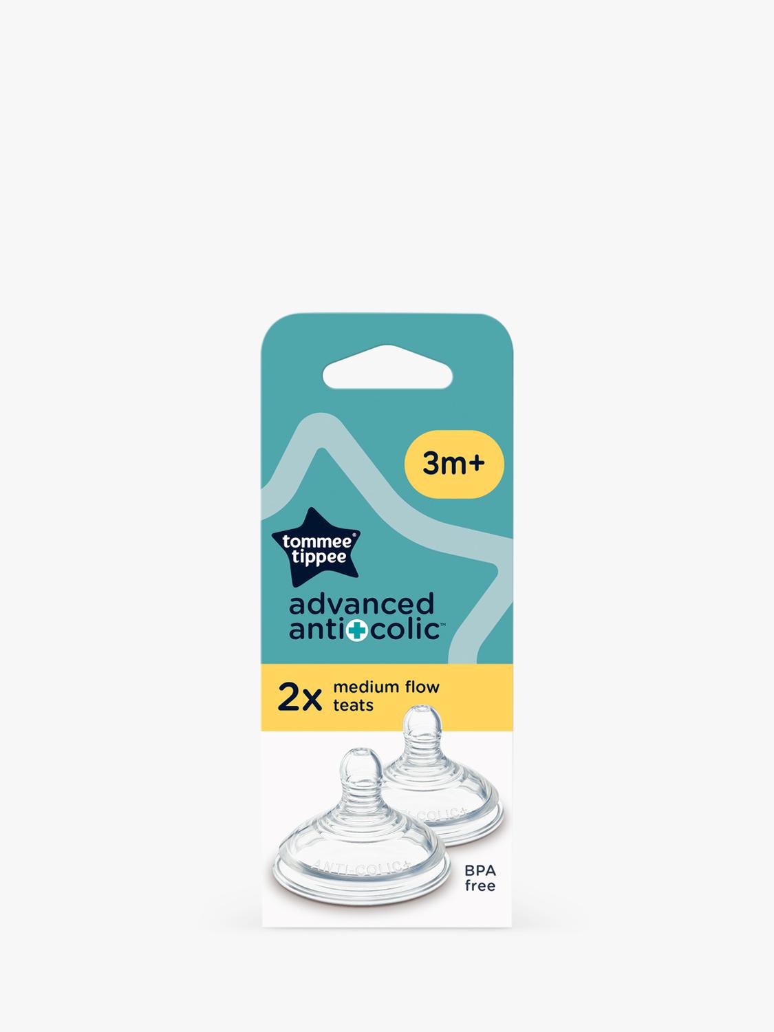 Tommee Tippee medium flow baby bottle teats pack of 2 (British brand)