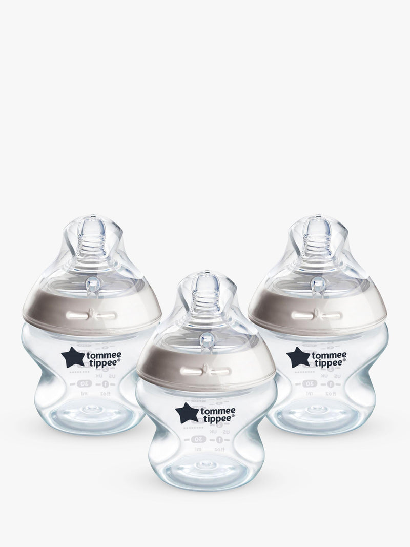 Tommee Tippee baby bottles with anti-colic teats, pack of 3, 150ml (British brand)