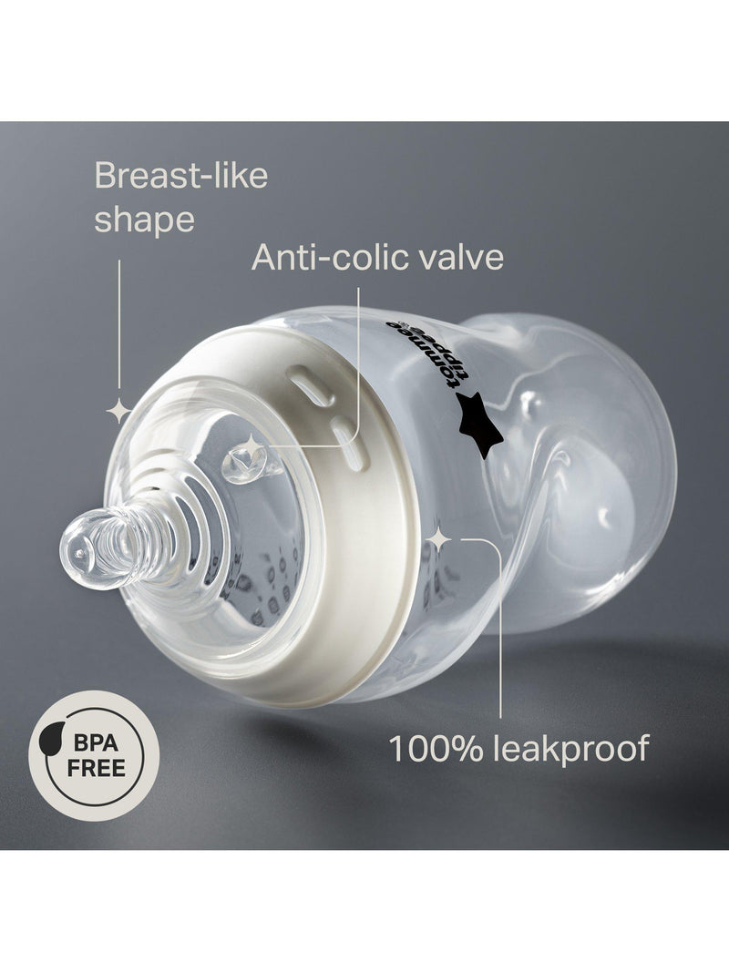 Tommee Tippee baby bottles with anti-colic teats, pack of 3, 150ml (British brand)
