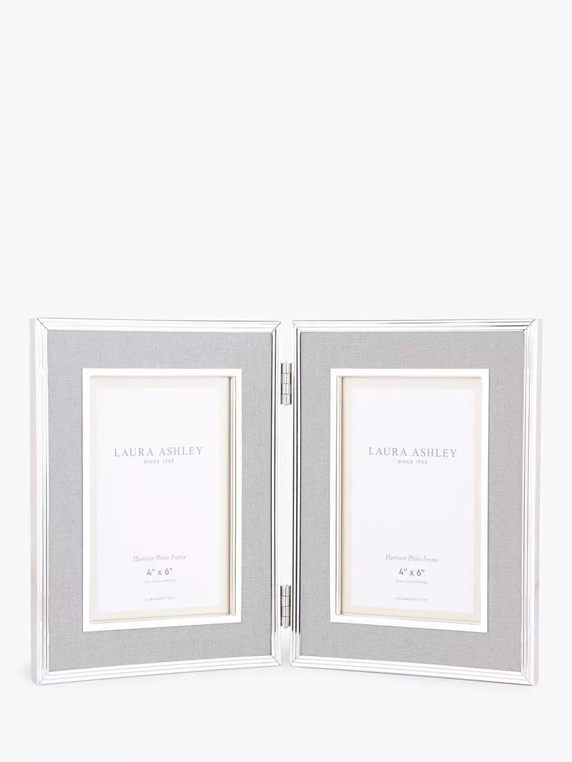 Laura Ashley Harrison linen double photo frame for 4x6 inch photos, UK version