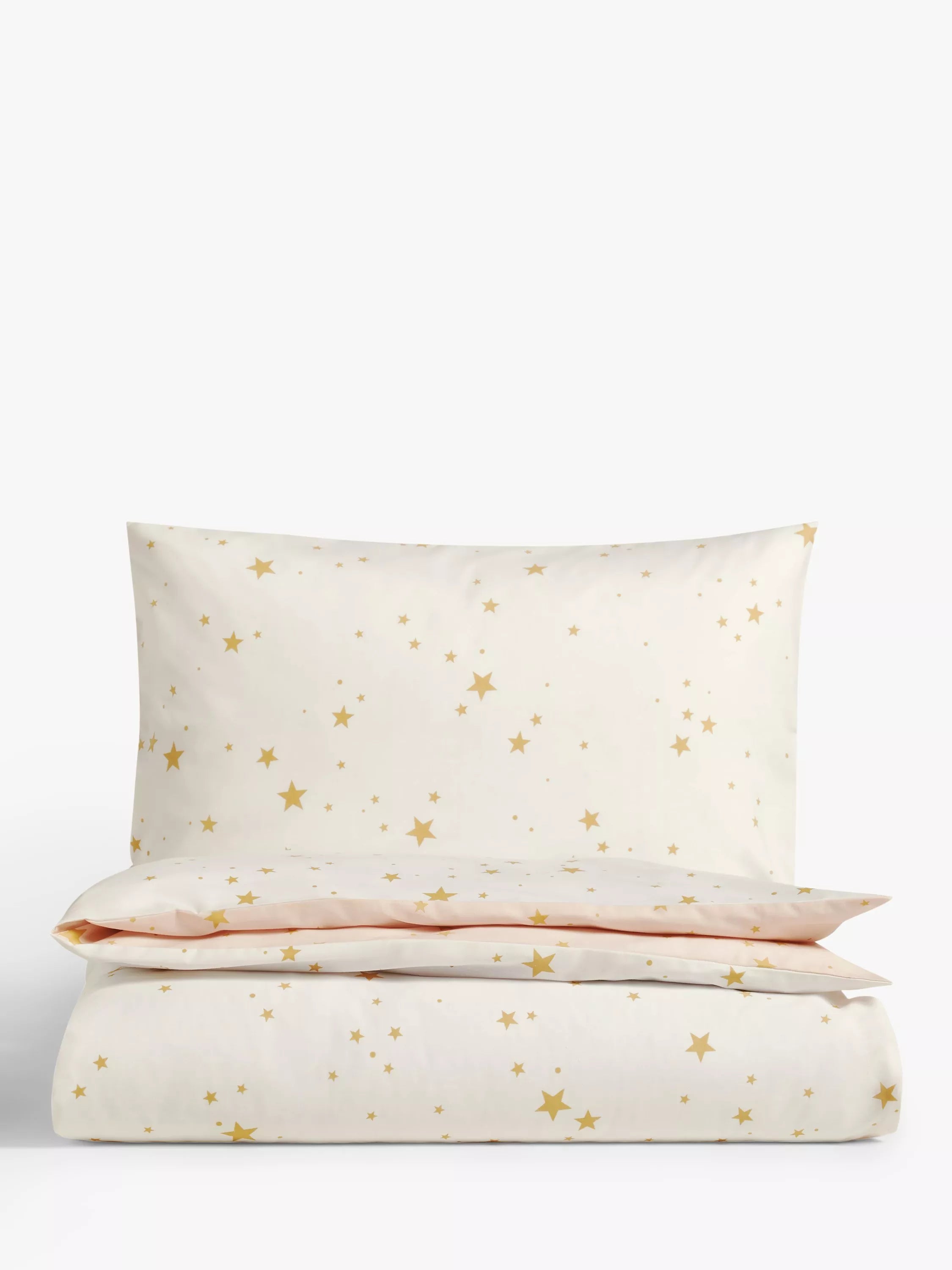 John Lewis Easy Care Star Print Reversible Duvet Cover and Pillowcase Set, Cotbed (120 x 140cm) - McGrocer