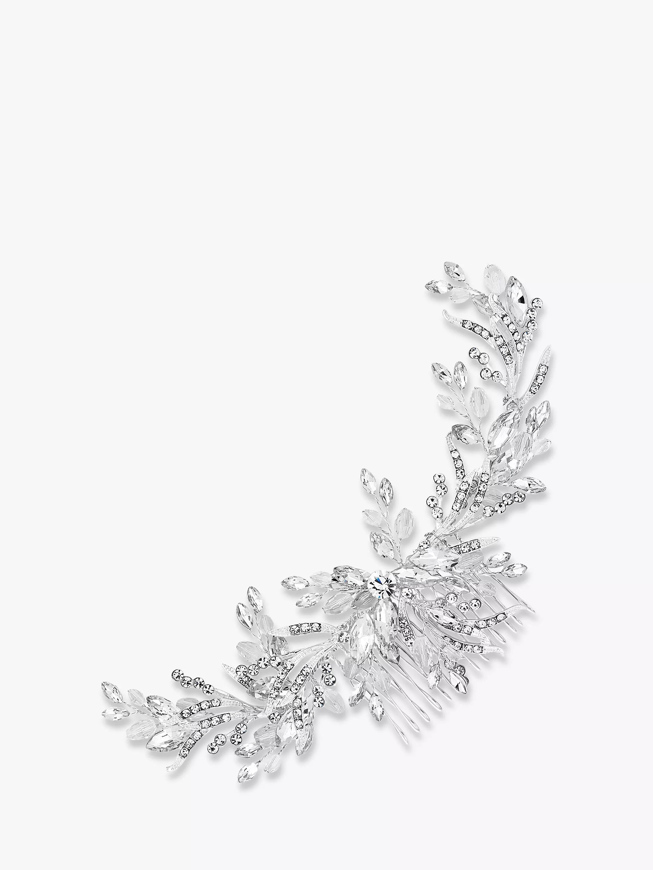 Jon Richard silver plated crystal beaded wreath hair comb, UK version