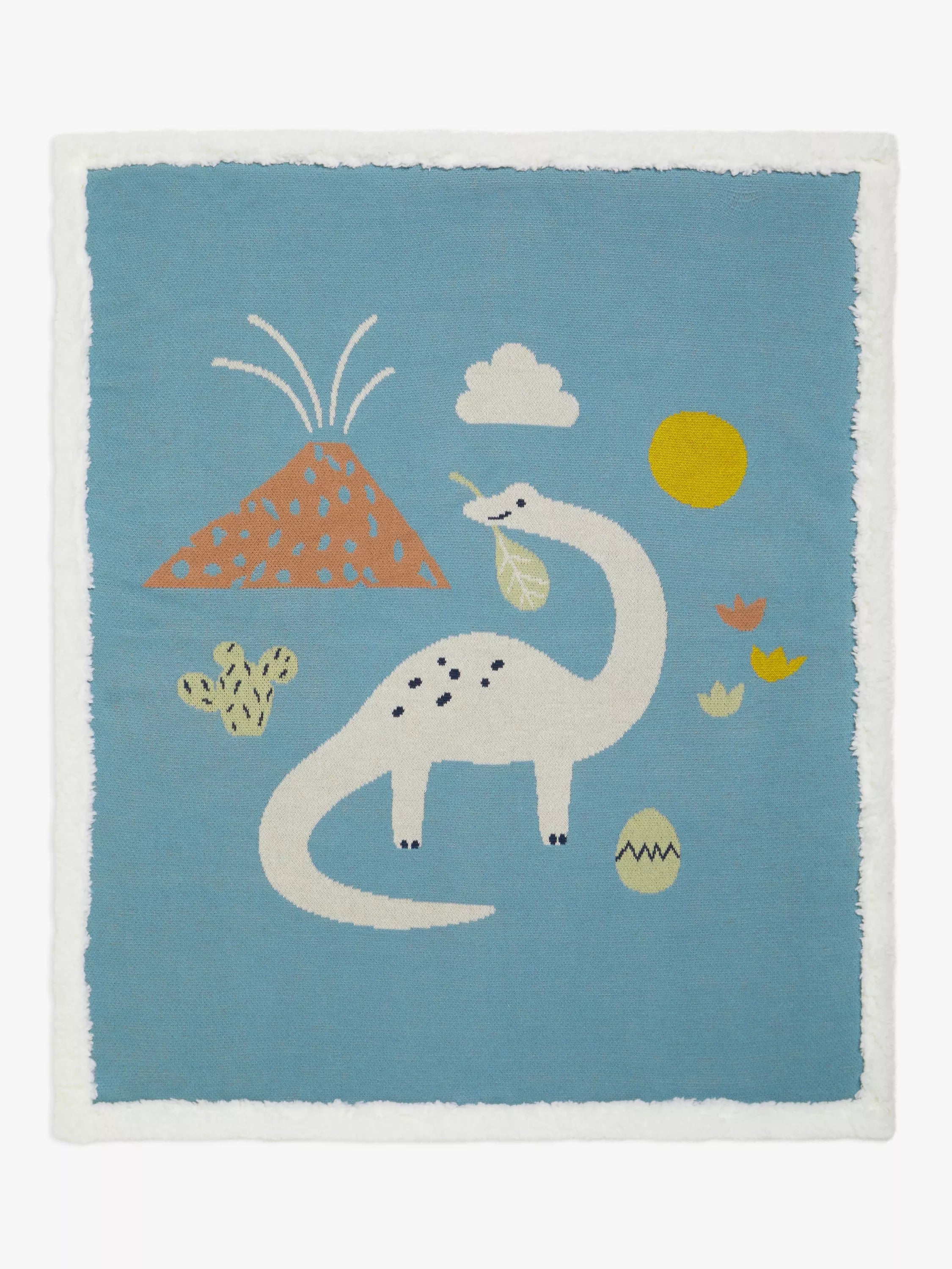 John Lewis Dinosaur Sherpa Fleece Baby Blanket, 100 x 80cm - McGrocer