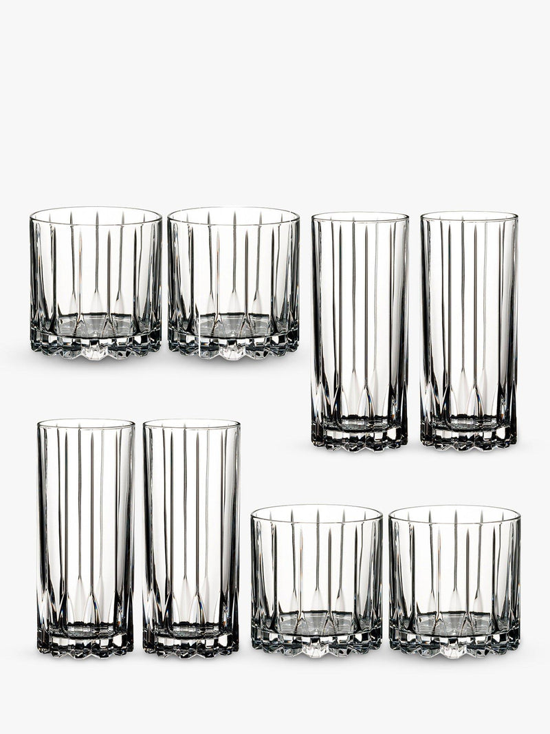 RIEDEL clear highball and tumbler glass set, 8-piece, imported from the UK