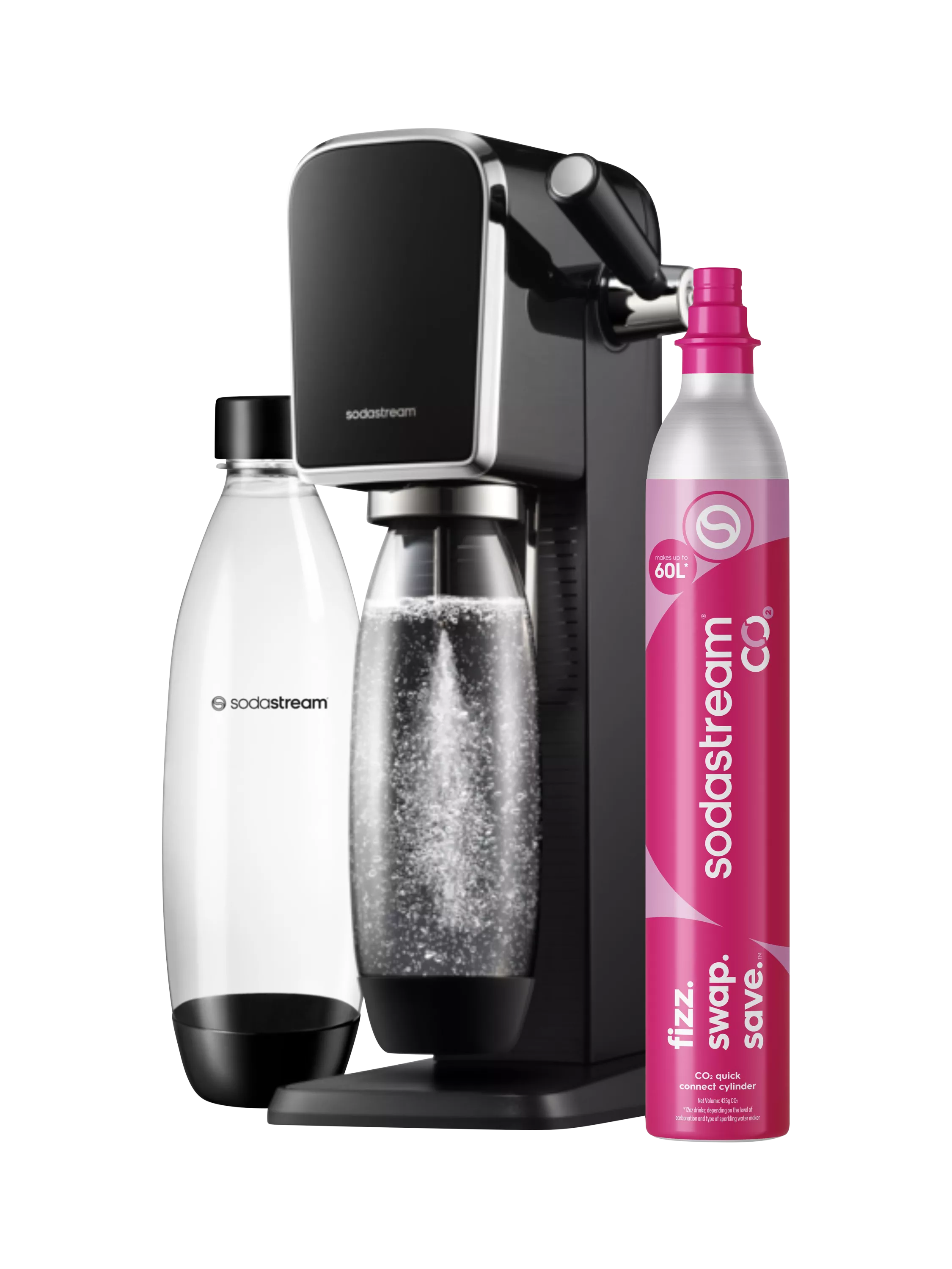SodaStream Art sparkling water maker with bottles and CO2 cylinder (British brand)