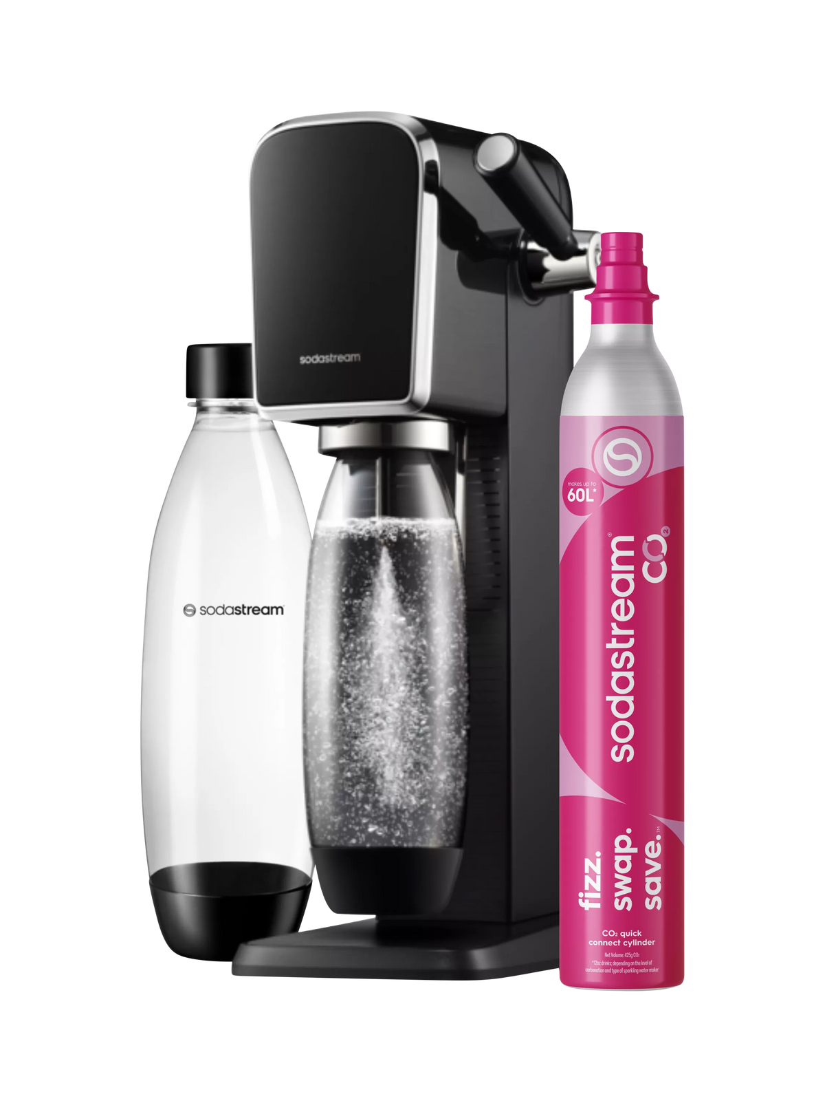 SodaStream Art sparkling water maker with bottles and CO2 cylinder (British brand)