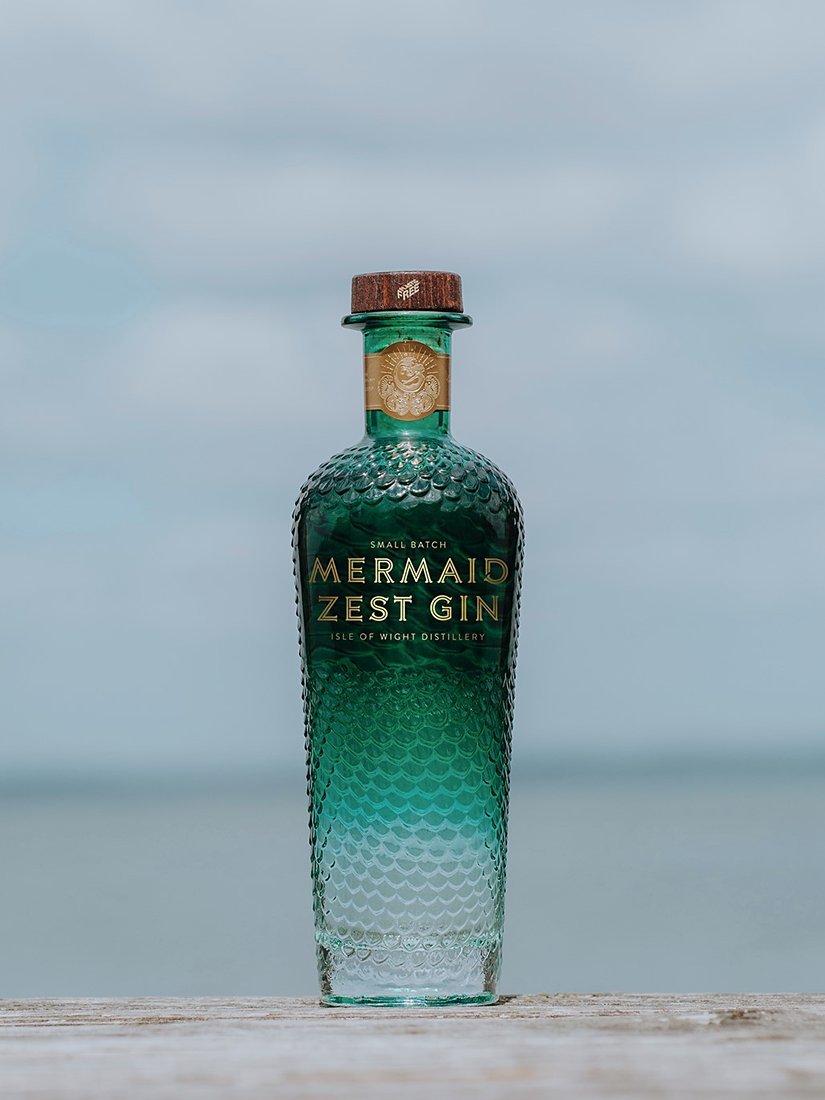 Mermaid Zest Gin with grapefruit and rosemary, 70cl bottle, imported from the UK