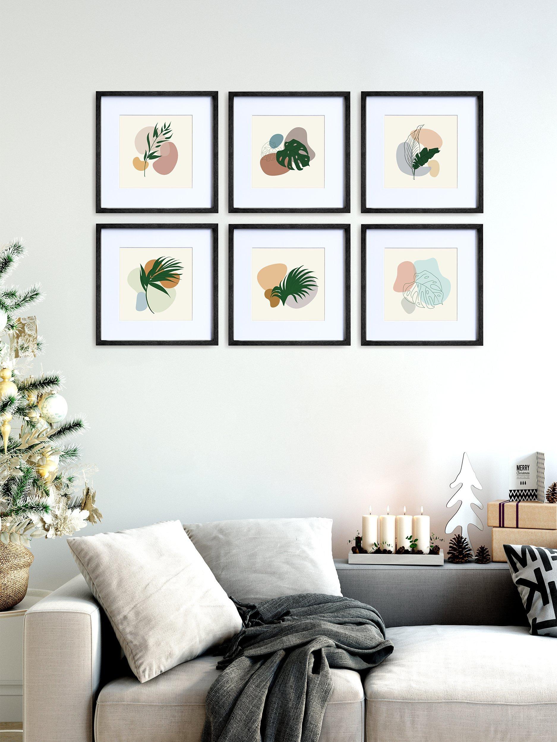 Nielsen square photo frame and mount set for six 8 x 8 inch images, black wood-effect finish, imported from the UK