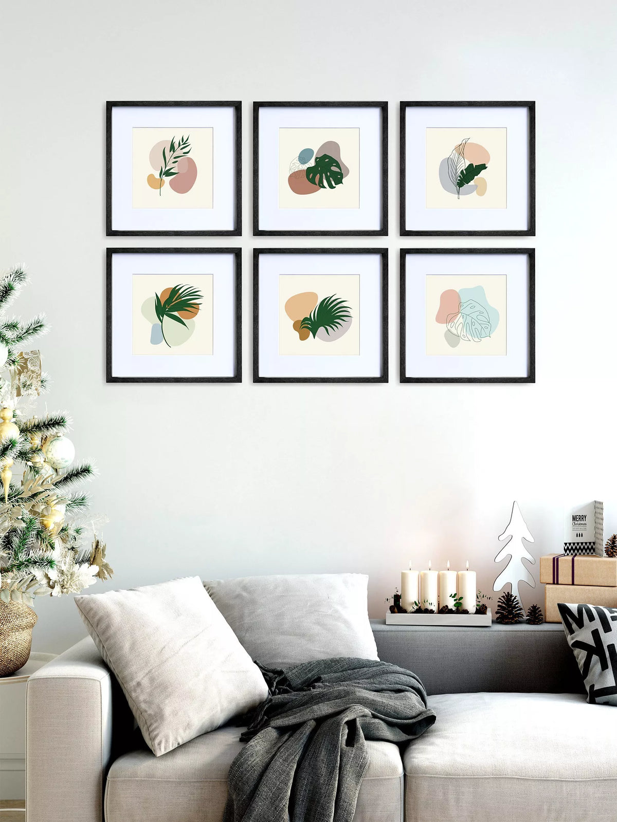 Nielsen square photo frame and mount set for six 8 x 8 inch images, black wood-effect finish, imported from the UK
