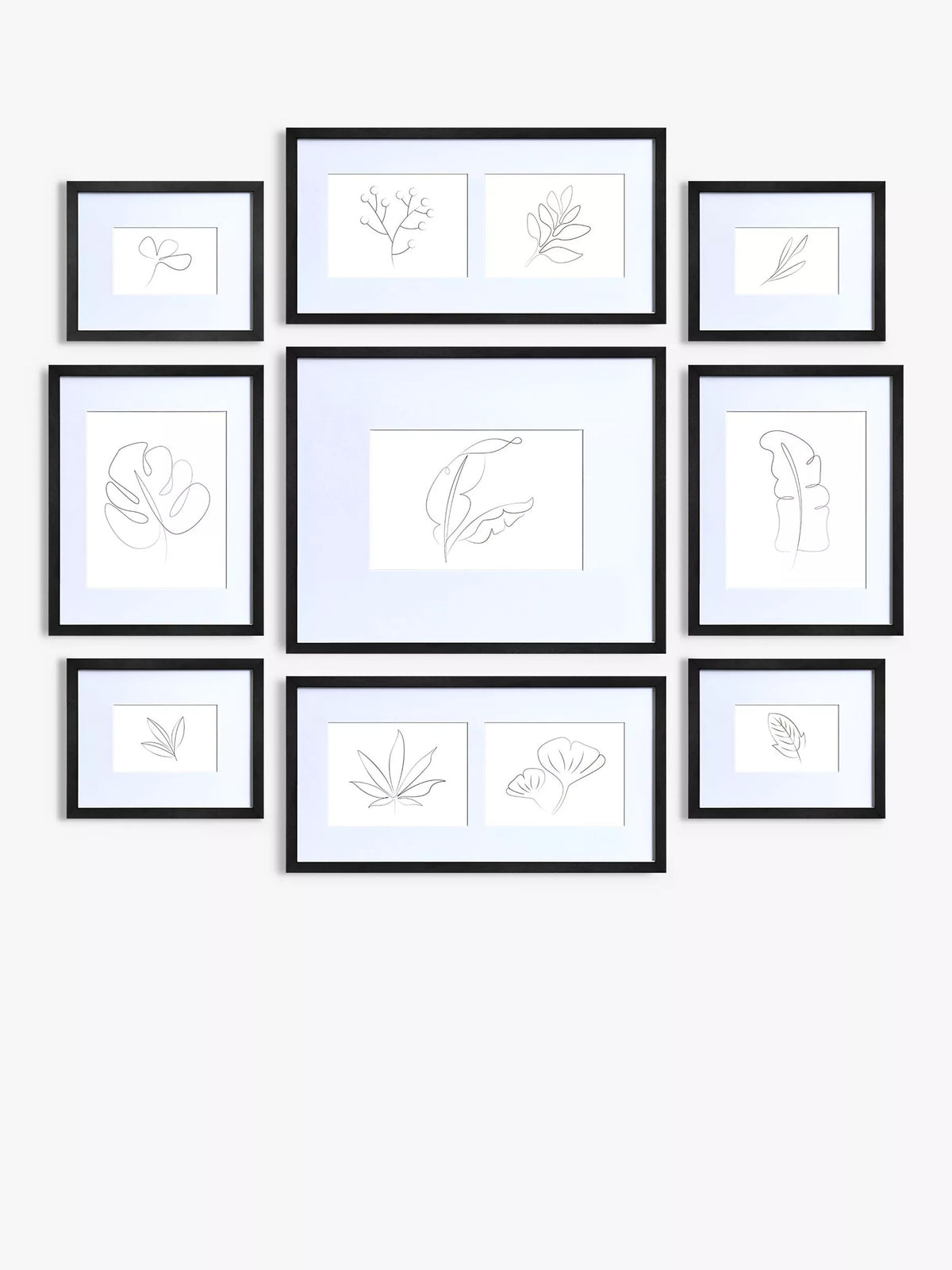 Nielsen multi-aperture photo frame set for 11 photos in black, imported from the UK