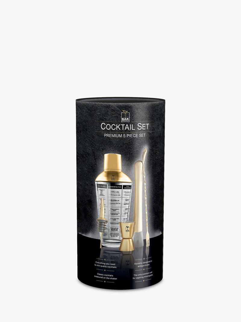 Bar Originale Cocktail Shaker Set Gold/Clear 5 Piece 600ml - British product