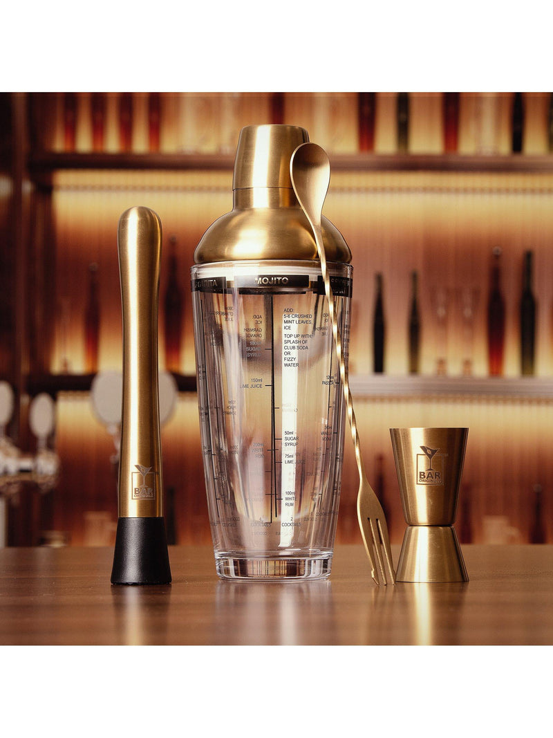 Bar Originale Cocktail Shaker Set Gold/Clear 5 Piece 600ml - British product