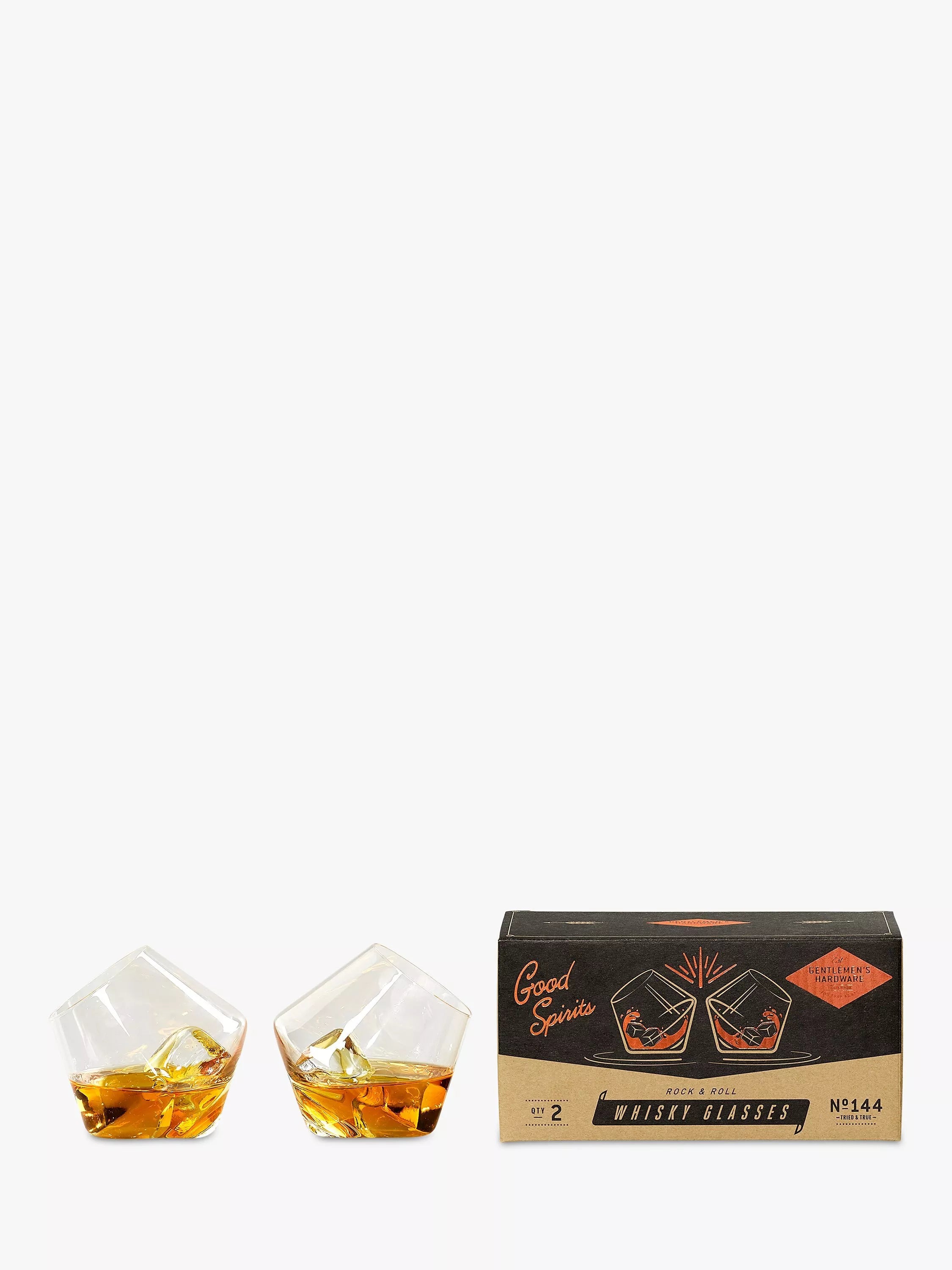 Gentlemen's Hardware rocking whiskey glasses set of 2 230ml, UK version