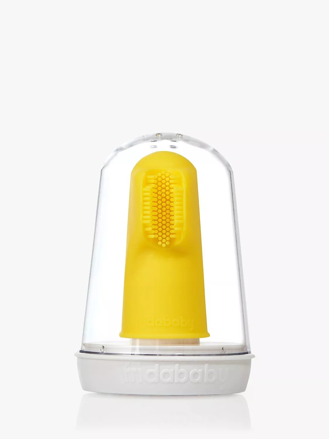 Fridababy baby finger toothbrush with triple-angled brush head and storage stand - British product