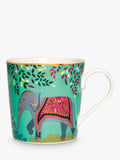 Sara Miller Elephants Oasis fine china mug Jade/Multi 340ml (British brand)