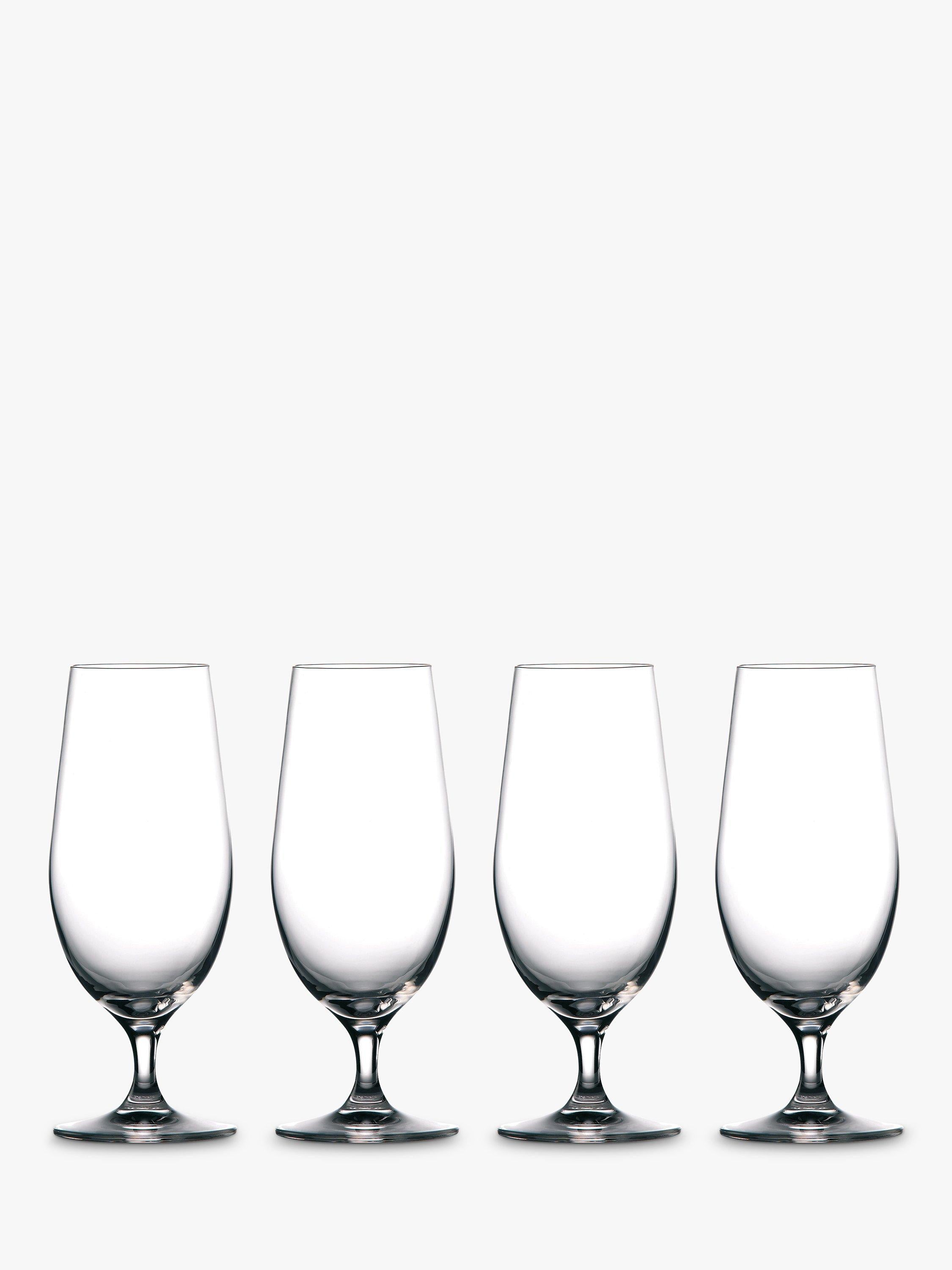 Set of Four 460ml Clear Crystal Beer Glasses with Stem