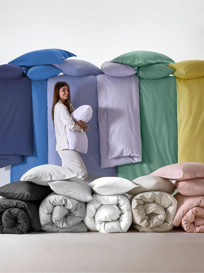 Pink polycotton duvet cover and pillowcase set, imported from the UK