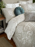 Laura Ashley grey cotton sateen duvet cover and pillowcase set, UK version
