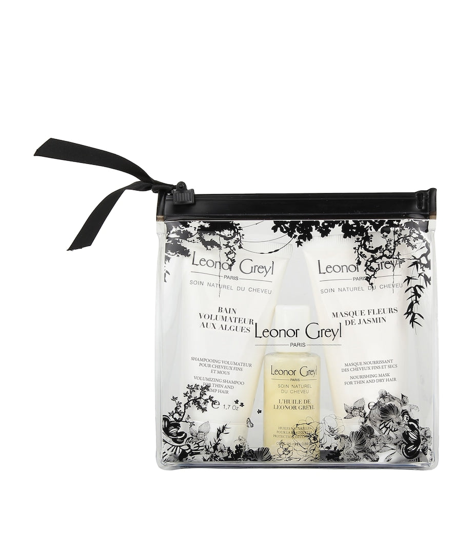 Leonor Greyl volumising hair care travel bag set, UK version