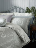 Laura Ashley Grey Steel 100% Cotton Sateen 200 Thread Count Josette Duvet Reversible Cover and Pillowcase Set