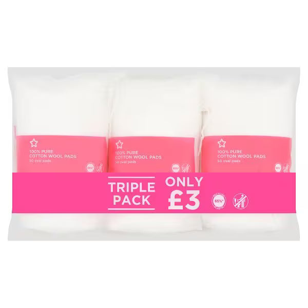 Superdrug Cotton Wool Oval Pads Pack of 3 50 (British brand)