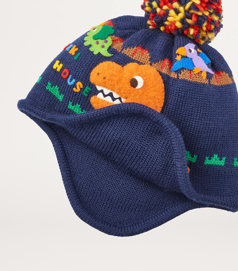 Miki House wool-blend dinosaur hat, imported from the UK