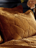Paoletti gold quilted velvet duvet cover and pillowcase set, imported from the UK