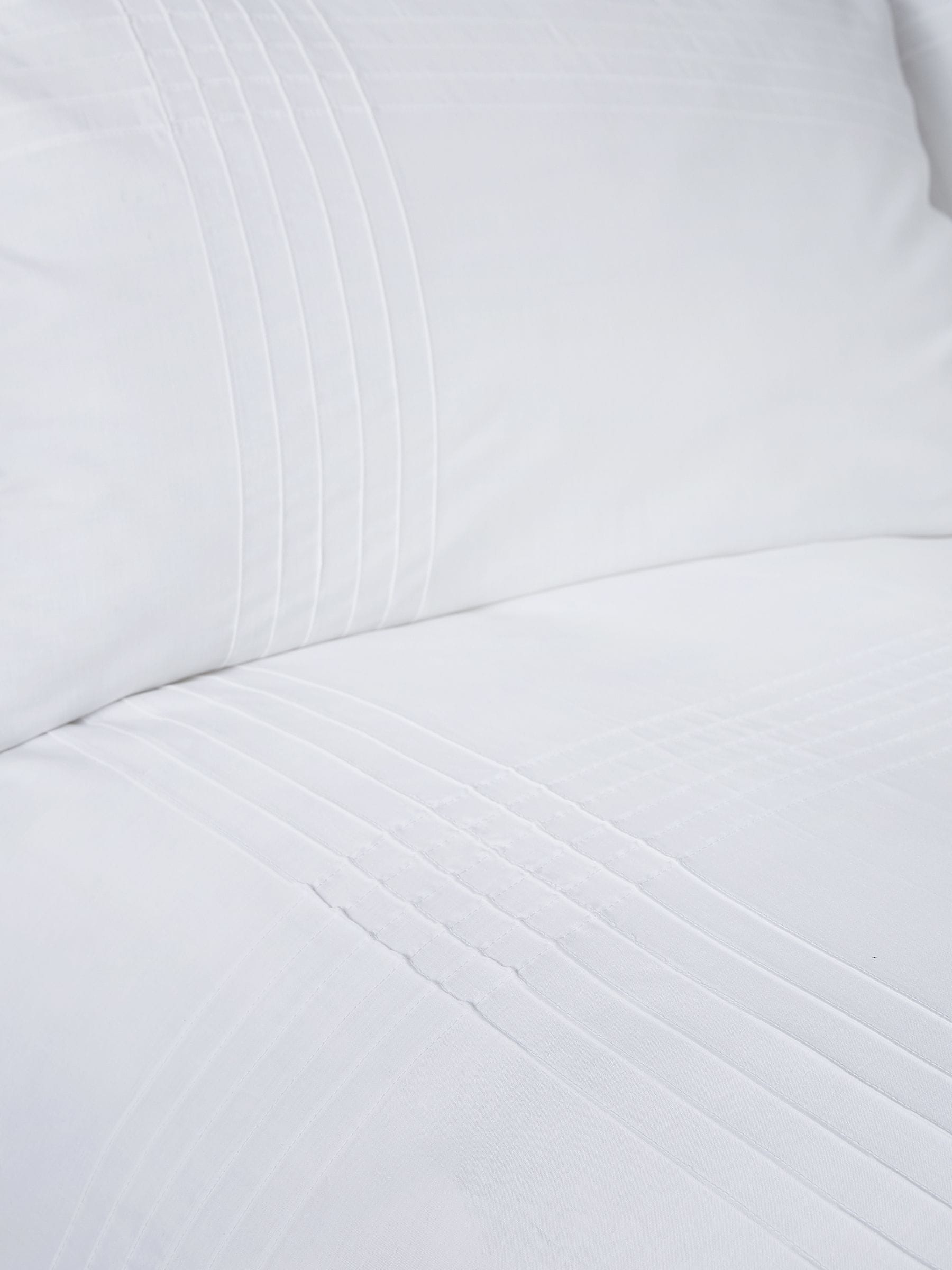 Serene White Amalfi Pin Tuck Duvet Cover and Pillowcase Set