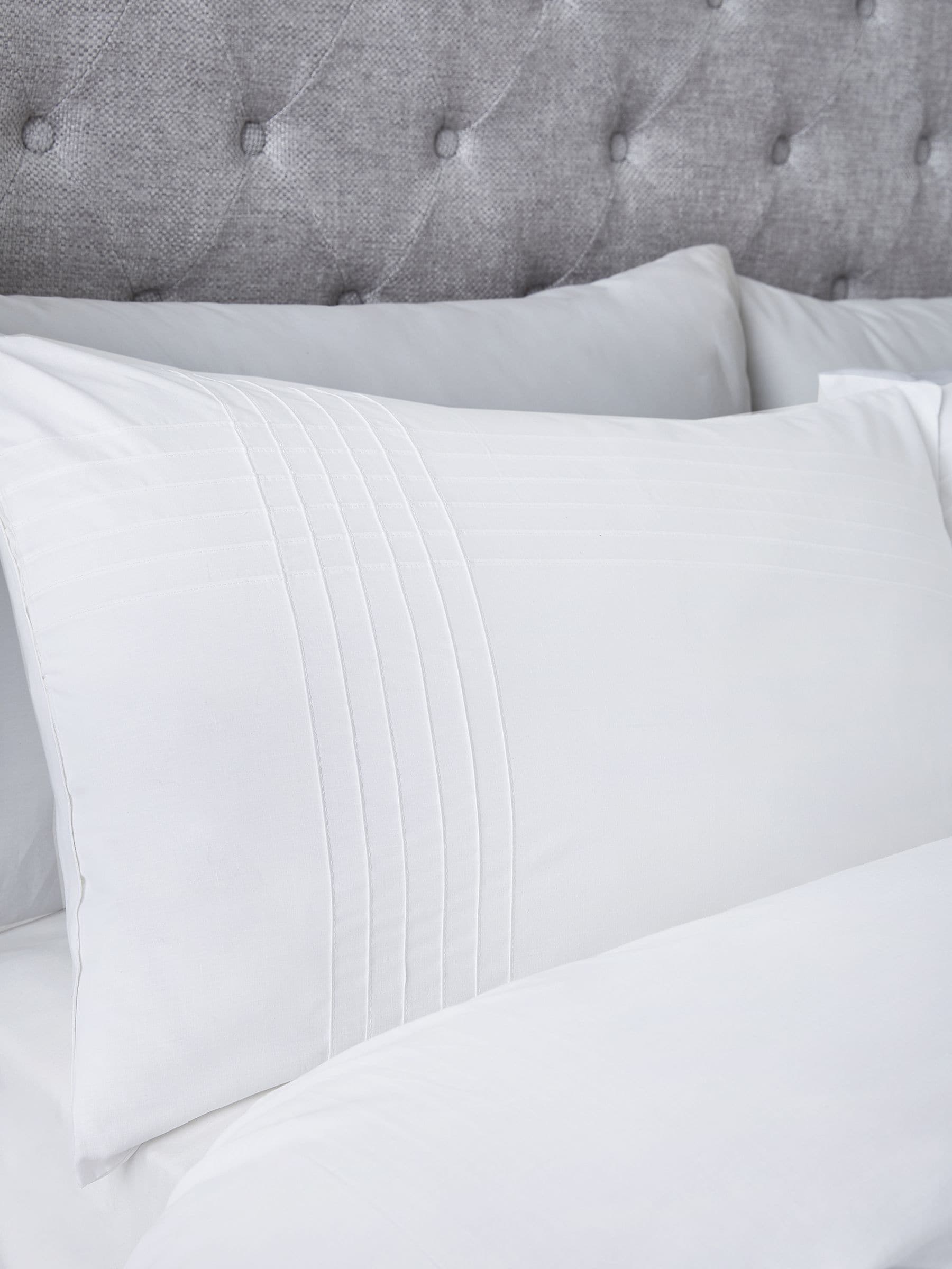 Serene White Amalfi Pin Tuck Duvet Cover and Pillowcase Set