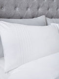 Serene White Amalfi Pin Tuck Duvet Cover and Pillowcase Set