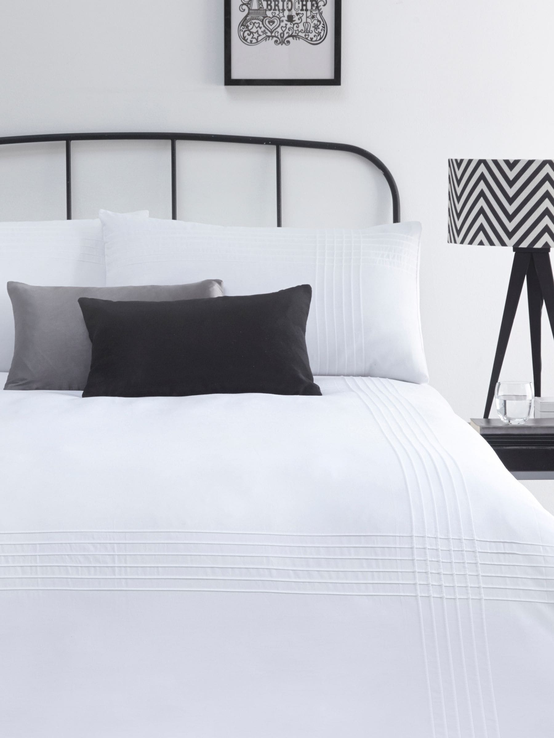 Serene White Amalfi Pin Tuck Duvet Cover and Pillowcase Set