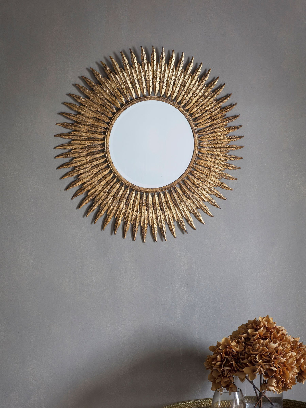 Gallery Home gold quill starburst wall mirror 62cm, UK version