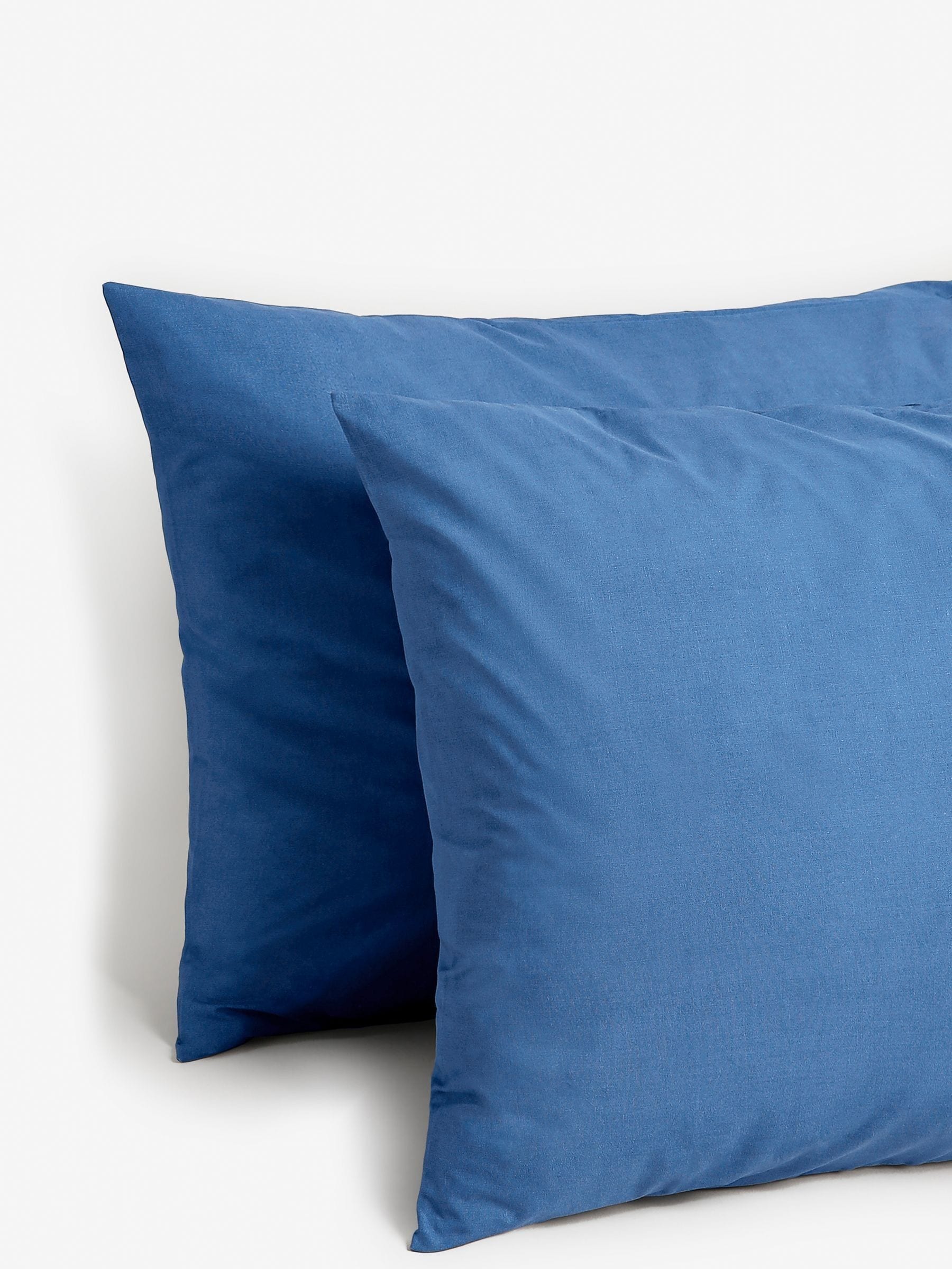 Blue polycotton plain duvet cover and pillowcase set - British product