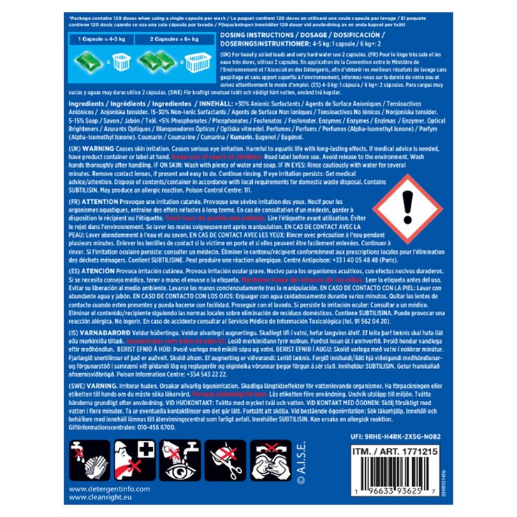 Kirkland Signature Biological Laundry Capsules 2 x 60 Pack, UK version
